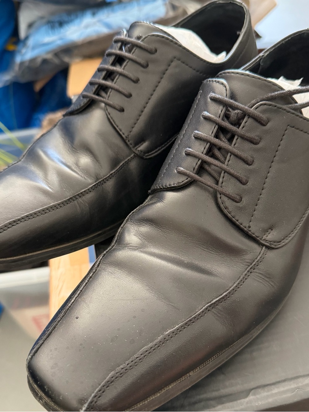 Perry Ellis Black Leather Lace-Up Oxfords